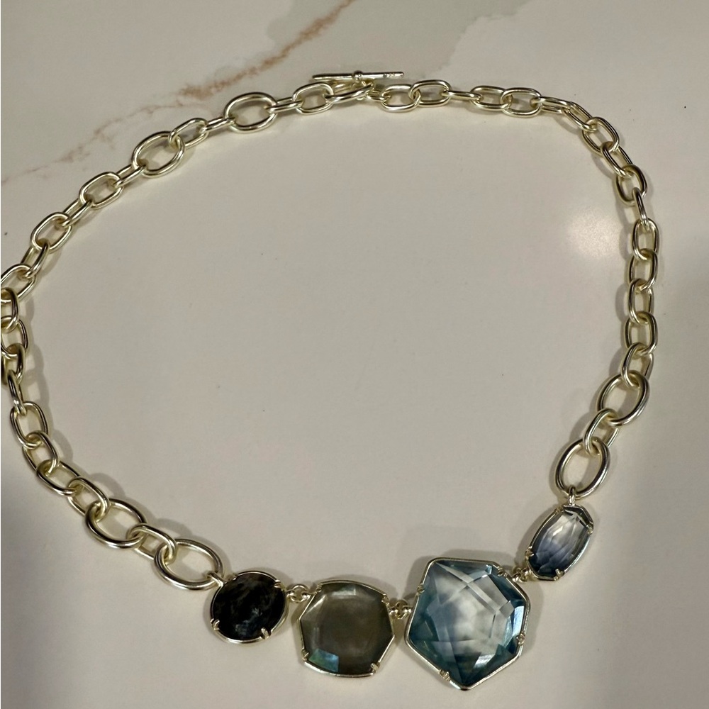 Kendra Scott Gold Necklace with Blue and Black Stones